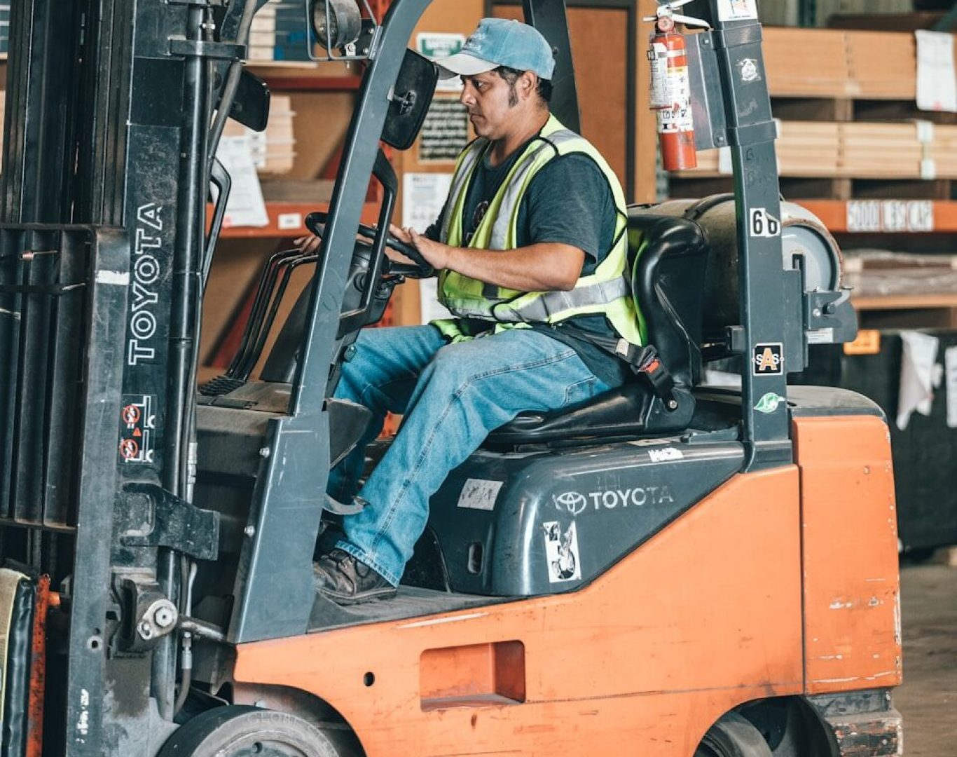 red forklift
